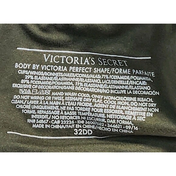 Victoria’s Secret Body by Victoria Perfect Shape Bra 32DD Green Lace Push Up - Picture 13 of 13